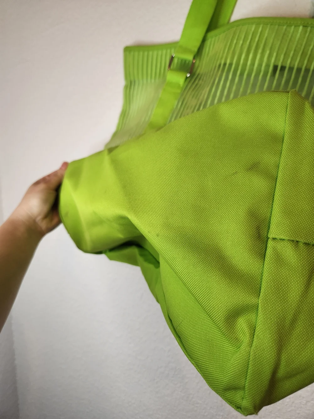 Xhilaration Neon Lime Transparent Tote Bag Striped Detail green Mesh Shopping
